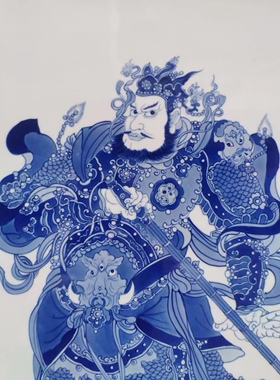 景德镇手工手绘仿古中式挂画瓷画板画门神瓷板青花瓷尉迟恭秦叔宝