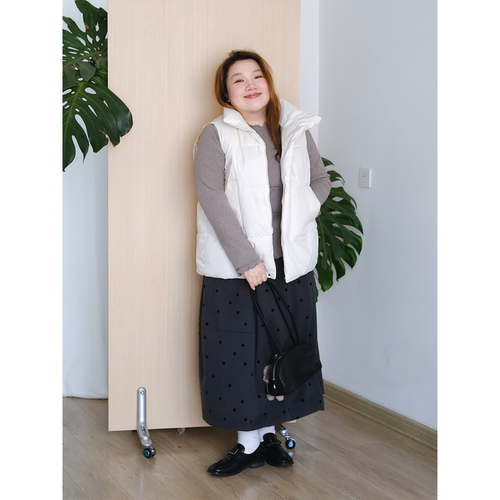 zooobaby10/20韩系简约波点气质设计感宽松A字裙女高腰简约百搭 - 图2