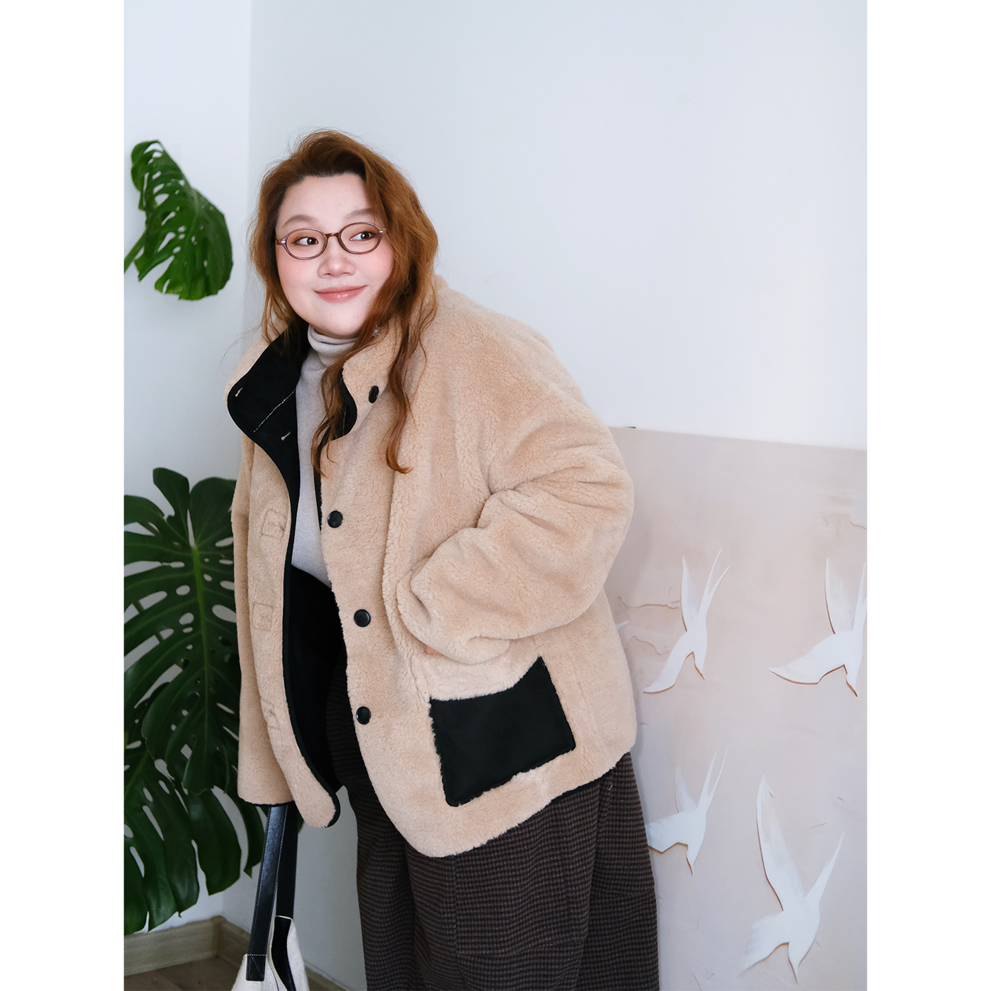 zooobaby11/24韩系简约复古立领拉链仿皮毛一体外套女显瘦上衣,淘宝优惠券,粉丝福利购,淘宝优惠卷