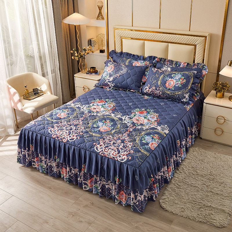 全棉韩式夹棉加厚床裙式床裙四件套公主床罩保护套1.5/1.8/2.0m米,淘宝优惠券,粉丝福利购,淘宝优惠卷