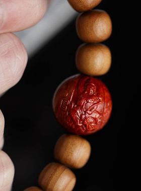 小叶紫檀-老山檀香八大守护神10x11mm手串木简约盘玩文玩念珠送礼