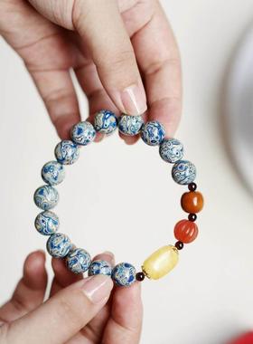 大漆若颜10mm 14颗 单圈木简约盘玩文玩念珠送礼