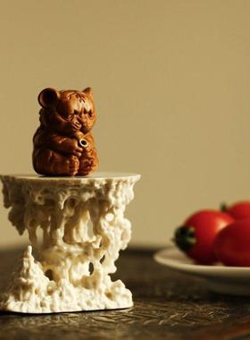 鹿角原创溶洞底座手工雕刻工艺品托架花瓶花盆佛像摆件底座送人