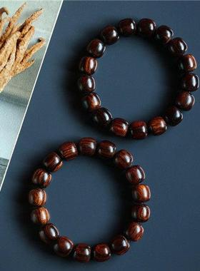 正宗海南黄花梨手串海黄老料紫油梨念佛珠木12mm男女文玩手链饰品