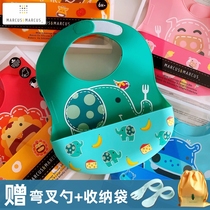 marcus baby silicone rubber bib baby for dinner accessories round mouth baby boy waterproof ultra soft kid food for dinner