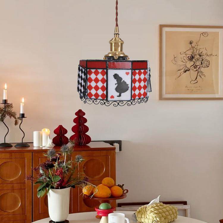 [爱丽丝梦游仙镜] 美式儿童房吊灯复古玻璃可爱卡通卧室床头灯具,淘宝优惠券,粉丝福利购,淘宝优惠卷