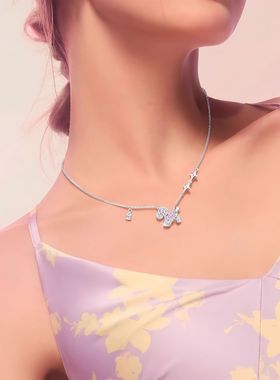 S999纯银小马水钻星星女款项链