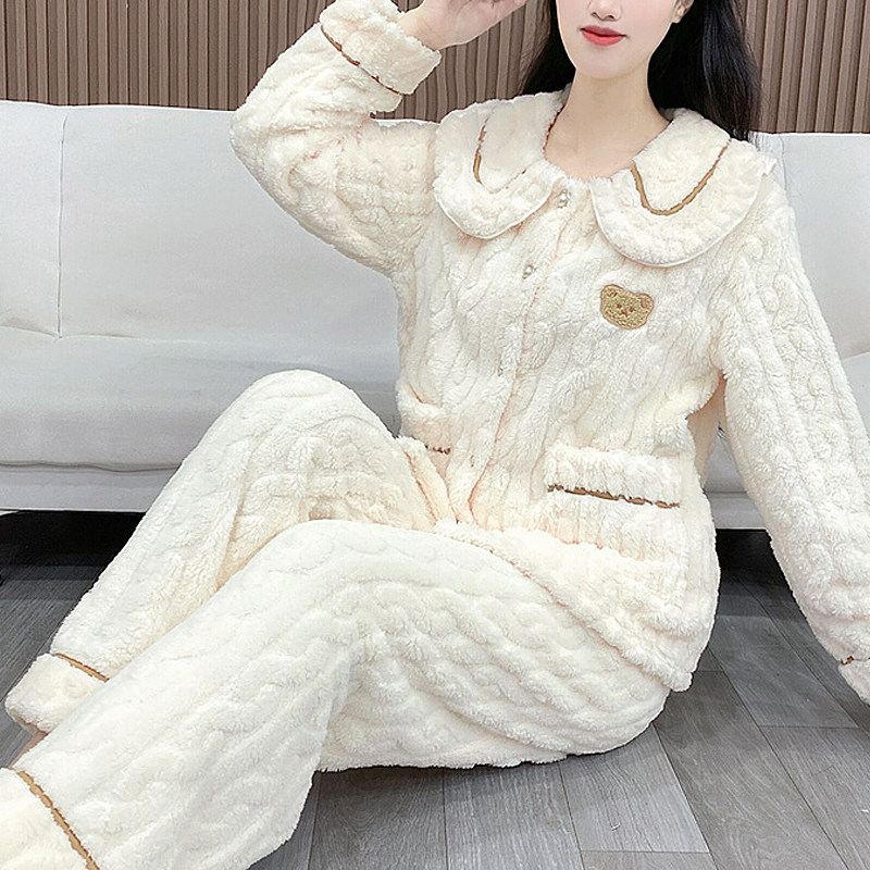 女士睡衣秋冬新款珊瑚绒加绒加厚保暖初中生可外穿家居服套装Y91,淘宝优惠券,粉丝福利购,淘宝优惠卷