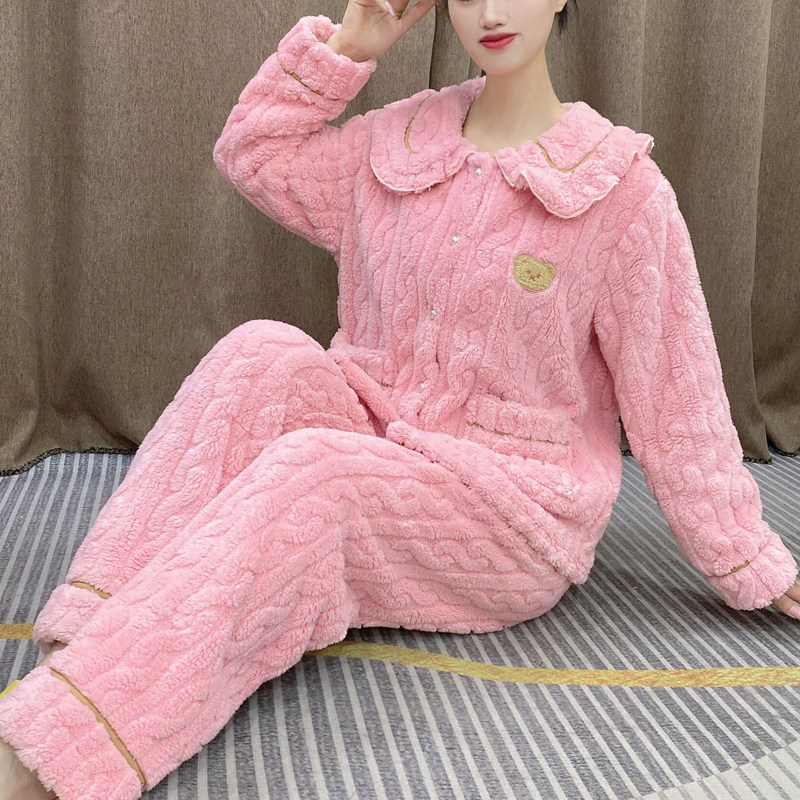 女士睡衣秋冬新款珊瑚绒加绒加厚保暖初中生可外穿家居服套装Y91,淘宝优惠券,粉丝福利购,淘宝优惠卷