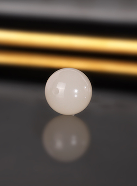 和田玉高冰藕粉散珠 12mm 1904号 羊脂玉冰底配珠 一物一图