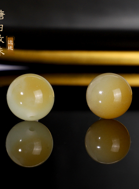 新疆且末糖和田玉散珠 6-12mm糖白玉 天然羊脂玉配珠多宝单珠圆珠