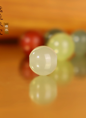 收藏级晴水和田玉大孔珠散珠 精修孔道 冰底玉珠单珠配珠圆珠