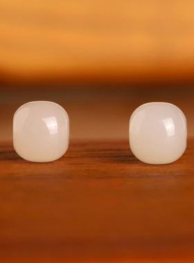 新疆和田玉藕粉老型珠散珠10x9mm