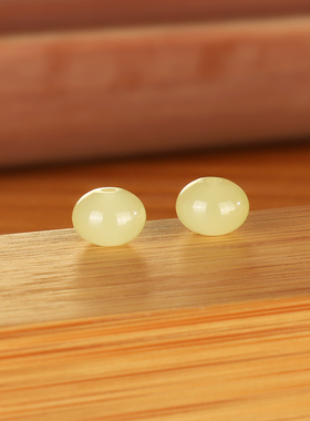 天然新疆和田玉若羌黄口隔珠8x6mm 高货羊脂玉鸡油黄散珠配珠