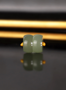 天然新疆和田玉湖水绿松隔珠10x5mm 2370号 精工羊脂玉配珠散珠