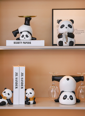 可爱熊猫电视柜酒柜高档装饰摆件