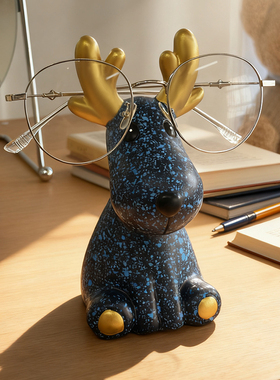 创意金角鹿眼镜支架桌面装饰摆件