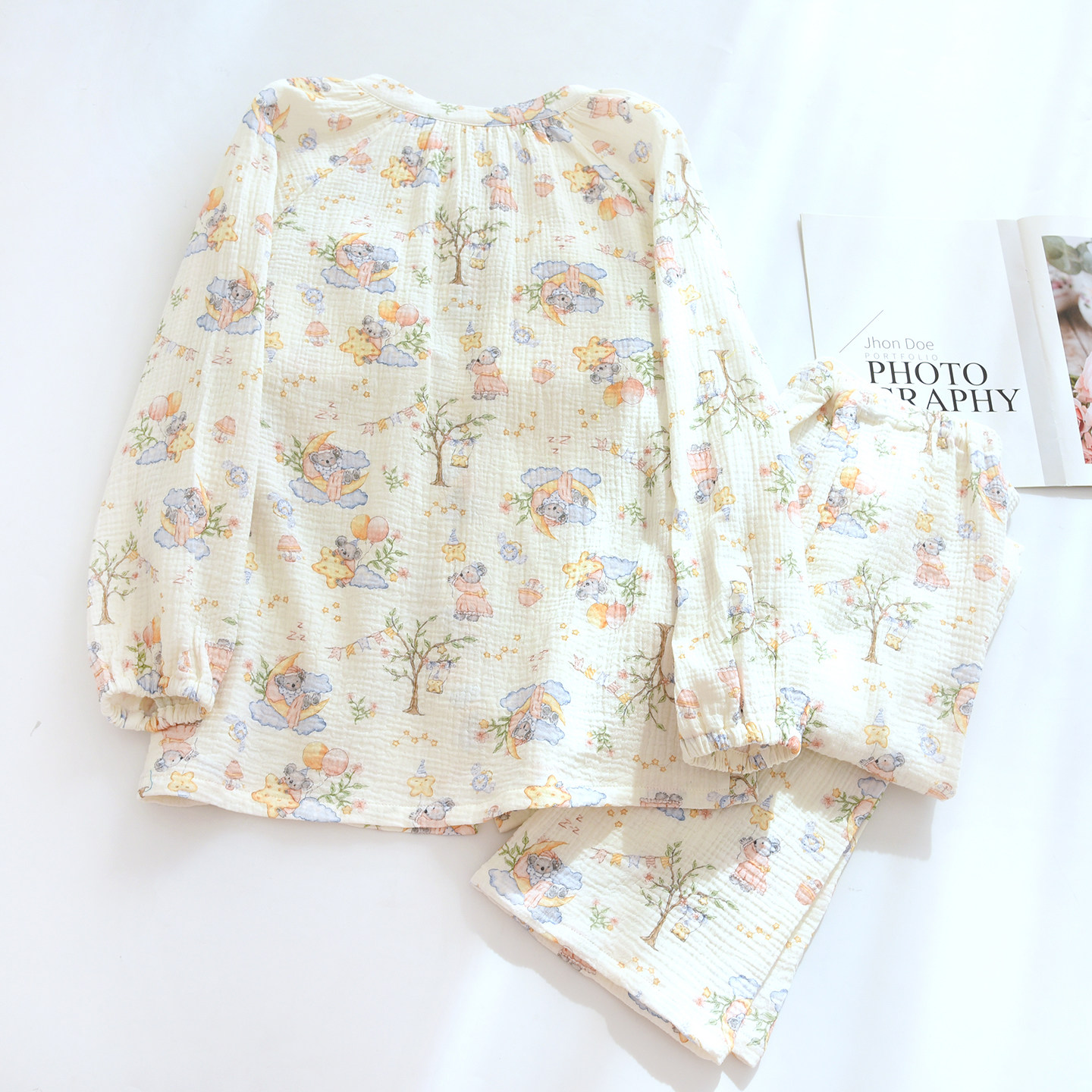 纯棉纱布月子服春秋季薄款孕妇睡衣女棉纱透气大码孕期家居服套装