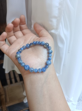 天然油画蓝晶石手链女款单圈水晶手串蓝晶石手链女款单圈水晶手串