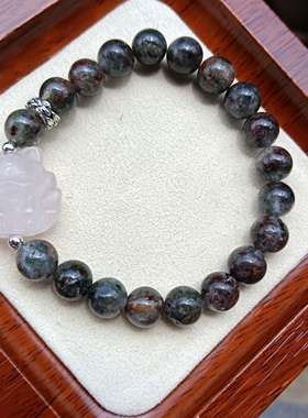 天然水晶绿幽灵粉晶凤九手链女款单圈手串饰品送女友闺蜜生日礼物