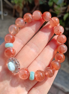 天然冰飘南红海纹石手串设计高级感手饰女新款