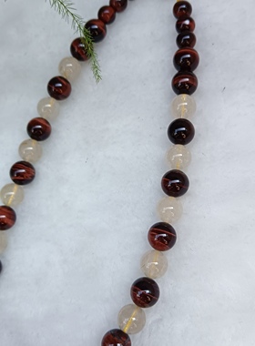 天然金水晶红虎眼石幽灵盒子项链链女款时尚百搭礼物送女友闺蜜