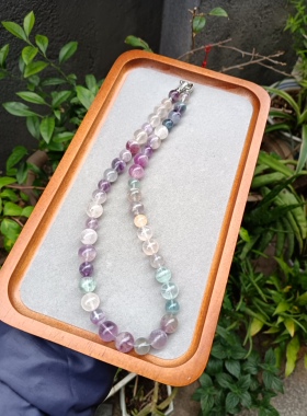 天然萤石项链女单圈时尚小清新简约水晶饰品百搭礼物