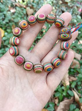 天然水晶11.5mm彩虹桉木老型桶珠手链