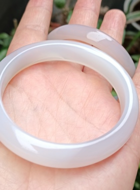 天然冰种玛瑙玉髓手镯细条圆条荔枝冻镯子气质古风