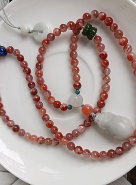 天然南红和田玉貔貅毛衣链项链女款颈链配饰礼物原创款