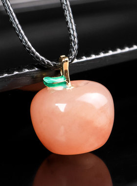 正品天然新疆金丝玉平安果吊坠桃花酿苹果玉坠皮绳镶嵌款玉石挂坠