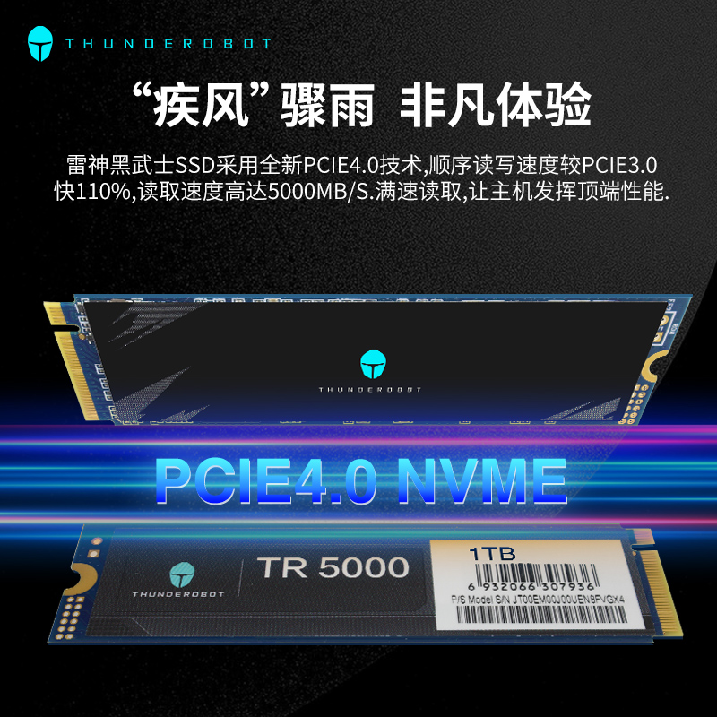 雷神TR5000黑武士PCIe4.0固态硬盘1t2t500g台式电脑笔记本M2nvme - 图1