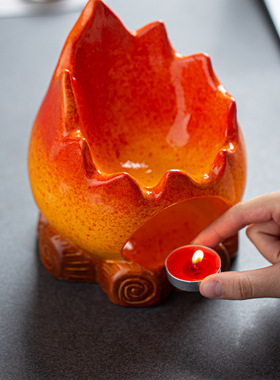 陶瓷精油炉高颜值创意干烧炉火焰玄关收纳摆件酒店民宿家居装饰品