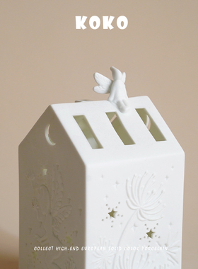 仙女房子造型陶瓷烛台摆件