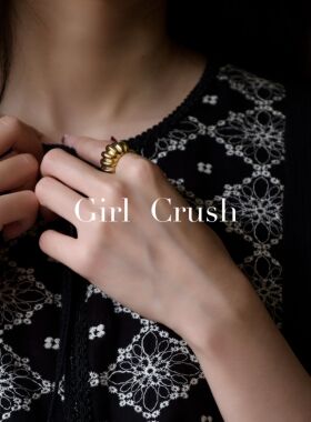 Girl Crush/牛角包可颂开口戒指女款轻奢小众设计感高级纯银戒指