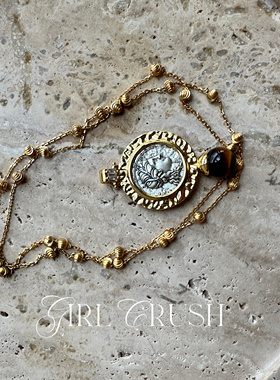 【特价不退换】虎眼石古币吊坠女轻奢高级感复古小众镶钻S925银