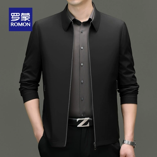 Ромон средних лет Мужская лацкатная куртка 2025 Весна Ведущая кадра хлопчатобу
