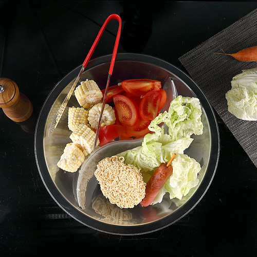 麻辣烫选菜盆圆形塑料麻辣烫点菜盆透明亚克力自选捡冒菜盆水晶盆 - 图1