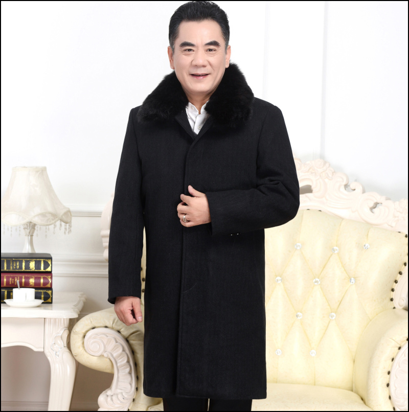 中老年男风衣冬装加厚外套中长款带毛领爸爸装老年男士羊毛呢大衣 中老年男风衣冬装加厚外套中长款带毛领爸爸装老年男士羊毛呢大衣