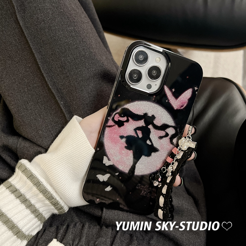 YUMIN SKY·适用暗黑风美少女iPhone15promax苹果14Pro卡通手机壳11日系plus挂绳13闺蜜款12Promax防摔软壳潮-图0