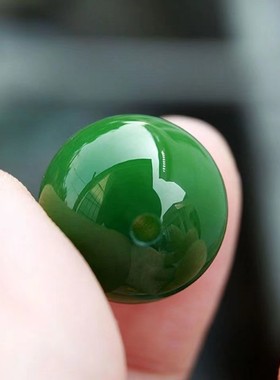 俄料满绿和田玉碧玉单珠散珠无黑点玉珠子金刚星月多宝手链配饰