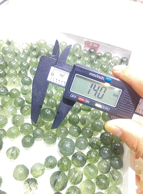 天然绿发晶单珠散珠圆珠diy手链项链吊坠挂件饰品配饰