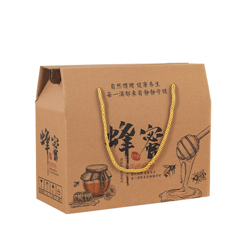 蜂蜜包装盒礼盒高档礼品盒1瓶2瓶装通用手提土蜂蜜空盒子现货定制 - 图3