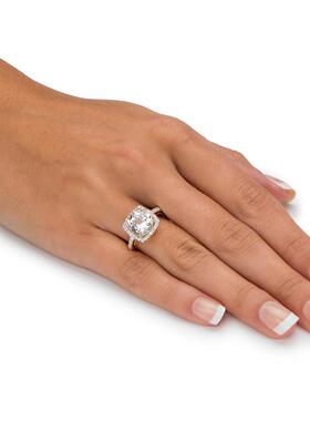 立方氧化锆925银镀14k金鸡尾酒戒