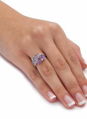 坦桑石紫水晶托帕石925银女戒指