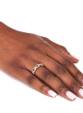 托帕石/钻石925银镀18k黄金戒指