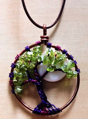 珍珠母贝生命之树龙虾扣皮革吊坠