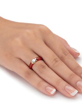 红色翡翠/托帕石10k黄金时尚戒指