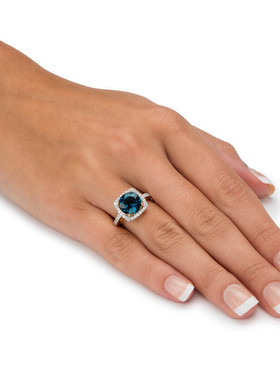 托帕石立方氧化锆925银复古戒指