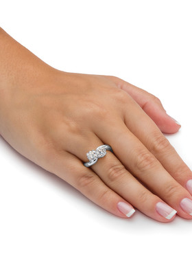 立方氧化锆银镀铂金复古女士戒指